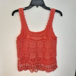 Anthropologie Coral Lace Top